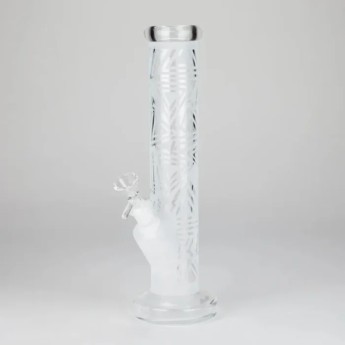 11″ Straight Tube Classic Frosted Glass Bong – Pattern 3