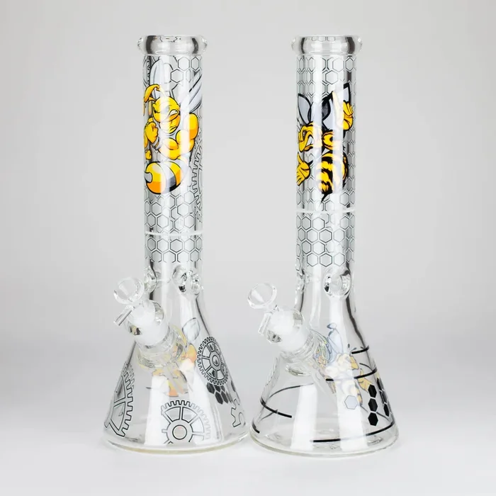 14″ Glass Bong With Cartoon Bee Design 7mm