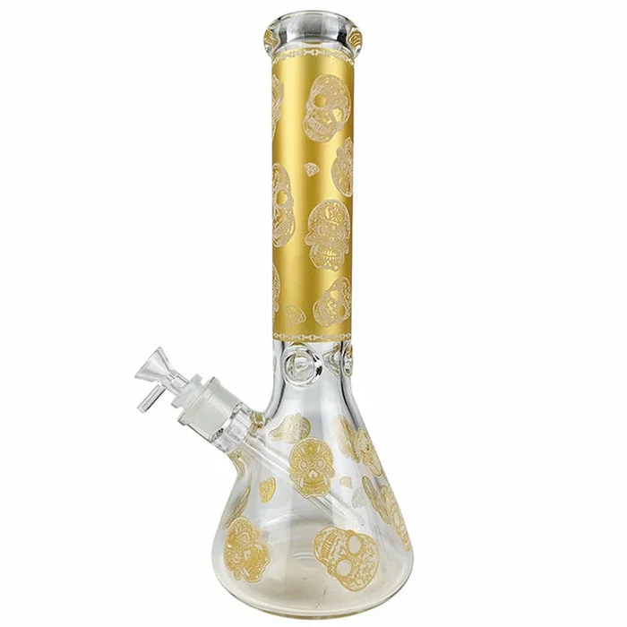 14” Skull Thick Glass Bong- Glow in the dark