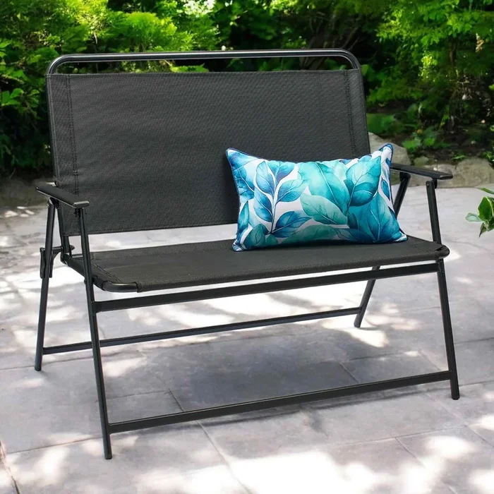 2-Person Folding Bench, Black, 39-in x 26-in x 36-in.