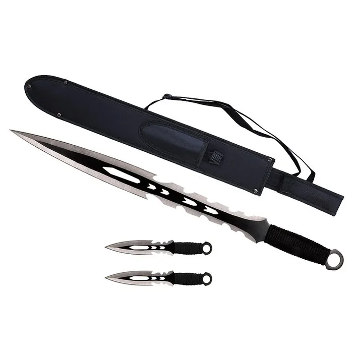 27″ Shadow Vortex Ninja Sword Set w/ Two 8″ Throwing Knives