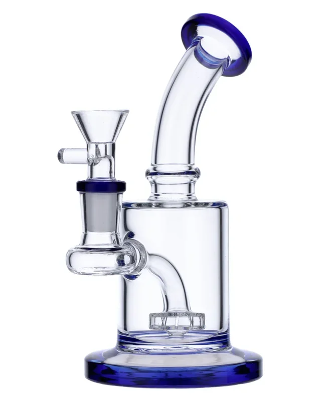 6” Bent Neck Matrix Perc Water Pipe – Blue