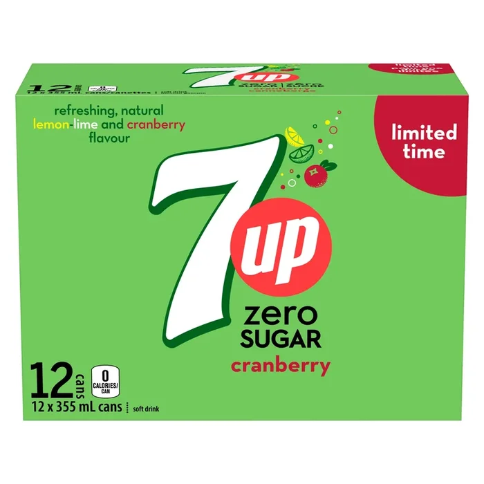 7 Up Cranberry Zero Sugar, 12-Pack