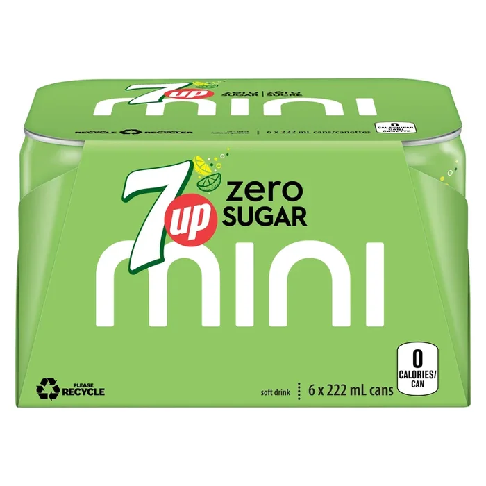 7 Up Mini Soft Drink Zero Sugar, 6-Pack, 222 ml