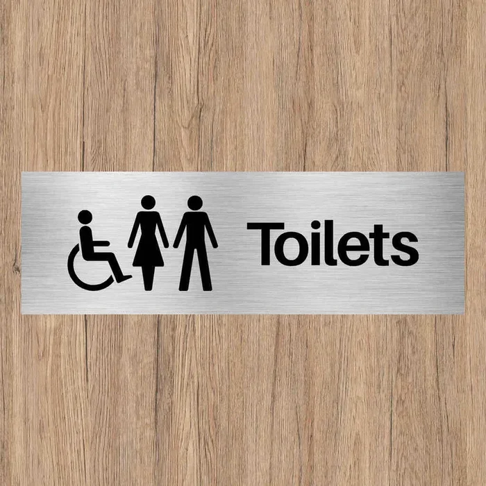 Accessible Unisex Toilet Sign Silver