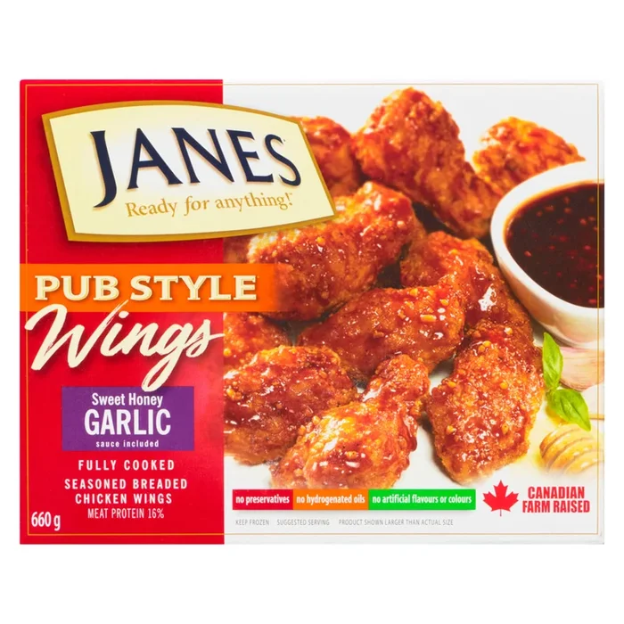 Ailes de poulet miel et ail de style pub Janes, 660 g