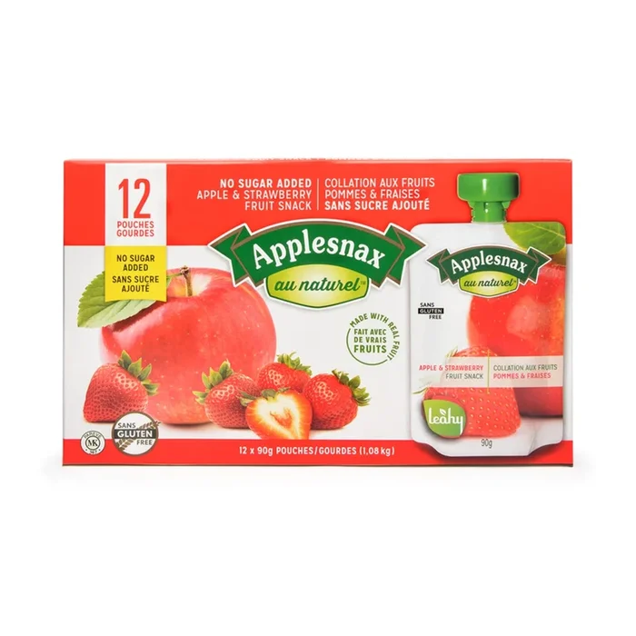 Applesnax Apple/Strawberry Pouches, 12-Pack