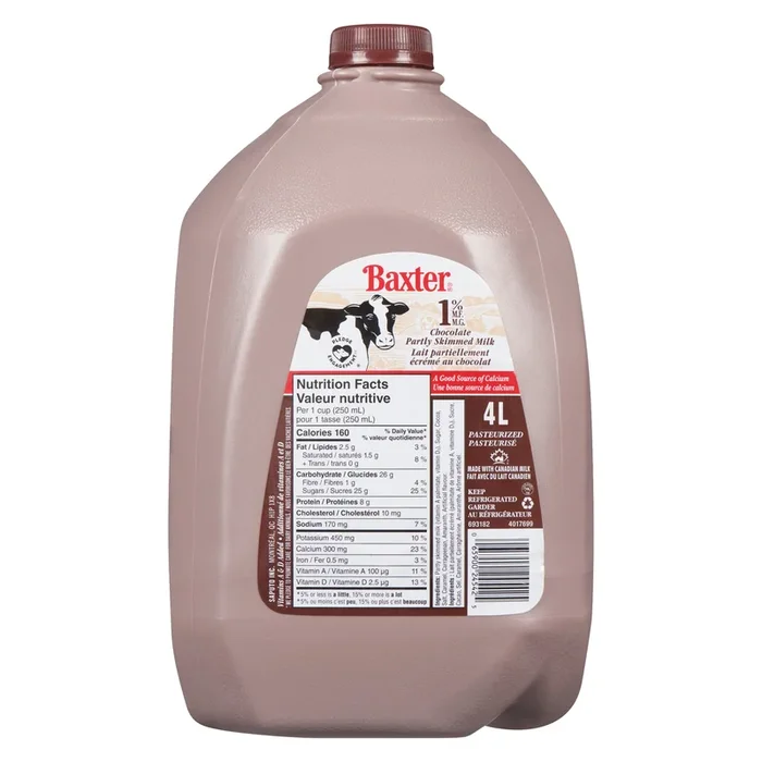 Baxter Partly Skimmed 1 % Chocolate Milk, 4-L