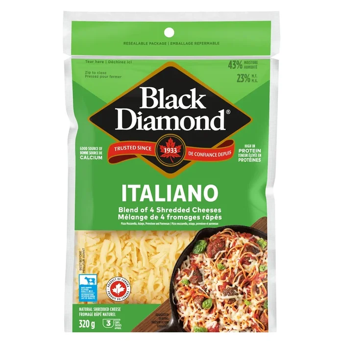 Black Diamond Italiano Shredded Cheese, 320-g