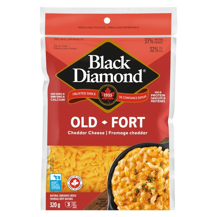 Black Diamond Old Cheddar Natural Shredded Cheese 32% M.F., 320-g