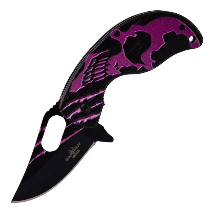 Black Widow – 6.5″ Pink Hawkeye Imprint Foldable Pocket Knife