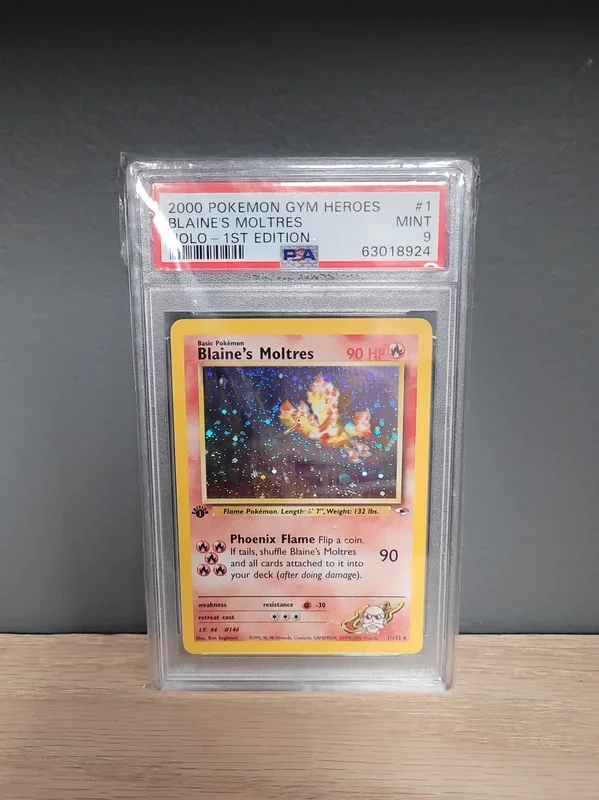 Blaine’s Moltres – Gym Heroes Holo 1st Edition: PSA 9