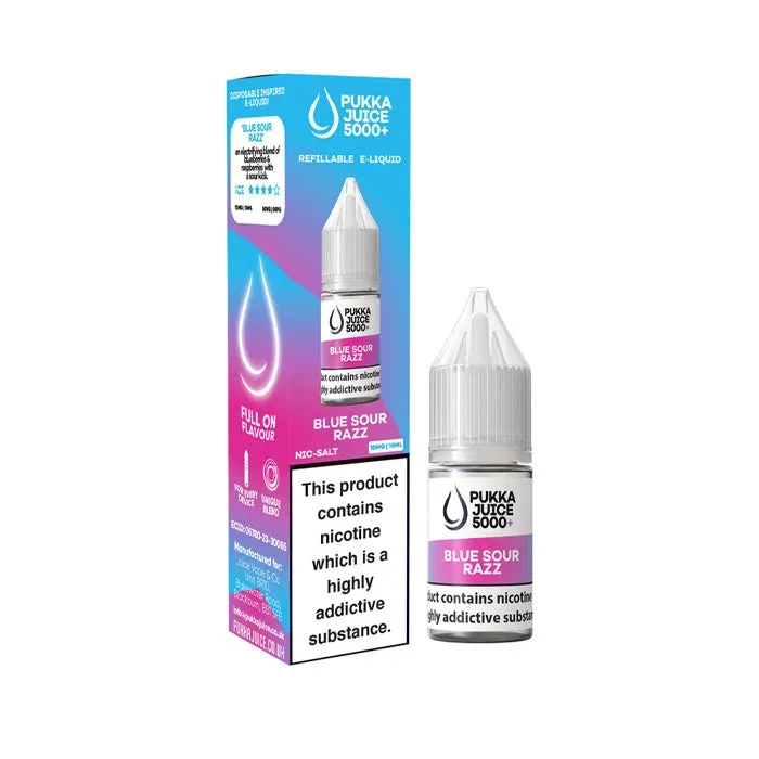 Blue Sour Razz 10ml Nic Salt E-Liquid by Pukka Juice 5000+