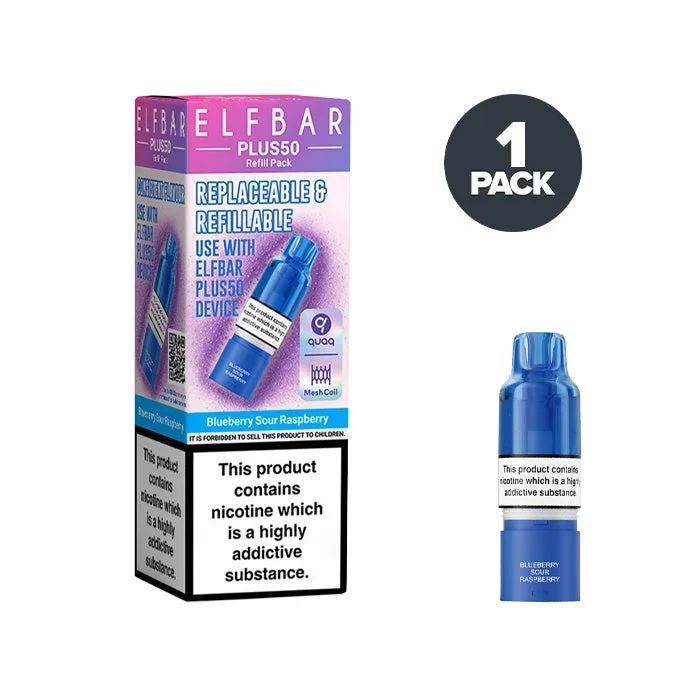 Blueberry Sour Raspberry Elf Bar Plus 50 Prefilled Pods