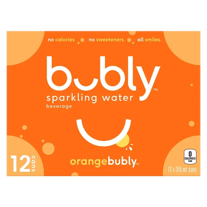 Bubly Orange Sparkling Water, 12-Pack, 355-ml