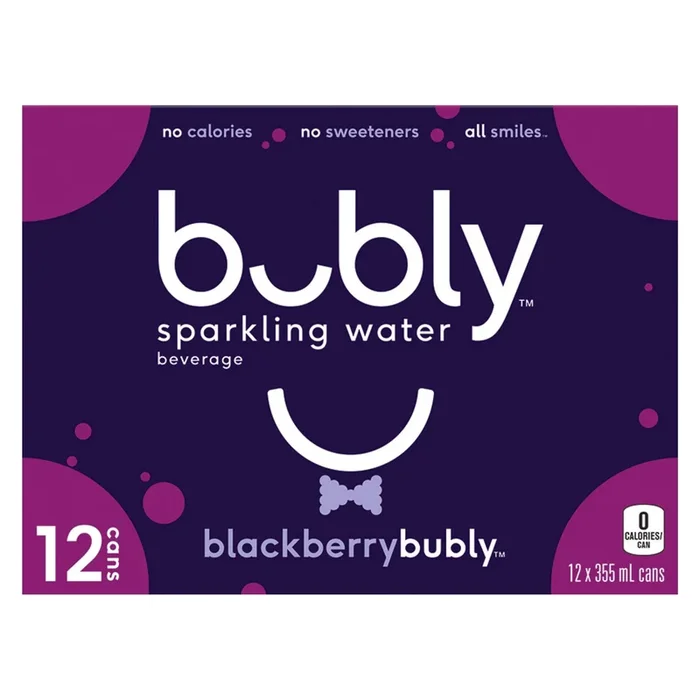 Bubly Sparkling Water Blackberry Flavour 12-Pack, 355ml
