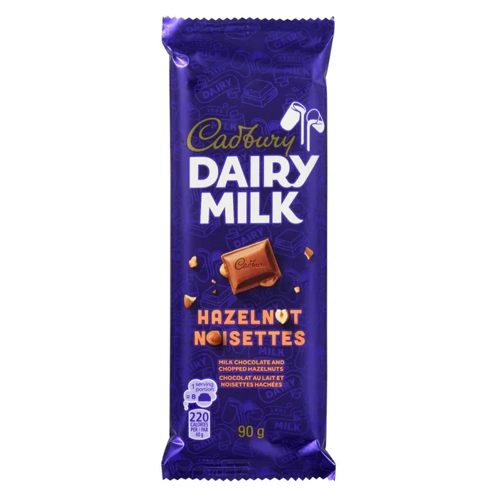 Cadbury Dairy Milk Chocolate and Chopped Hazelnuts. 90 g