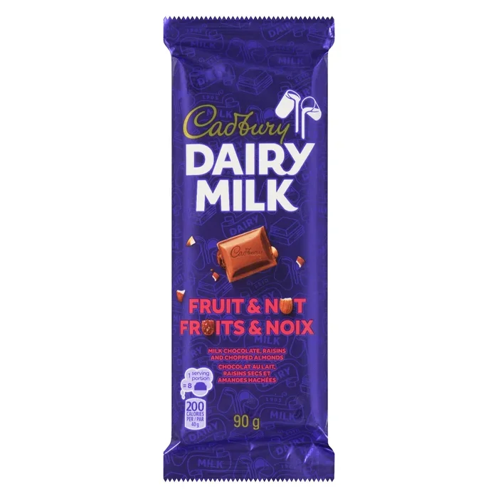 Cadbury Dairy Milk Fruit & Nut Chocolate with Raisins and Chopped Almonds, 90 g