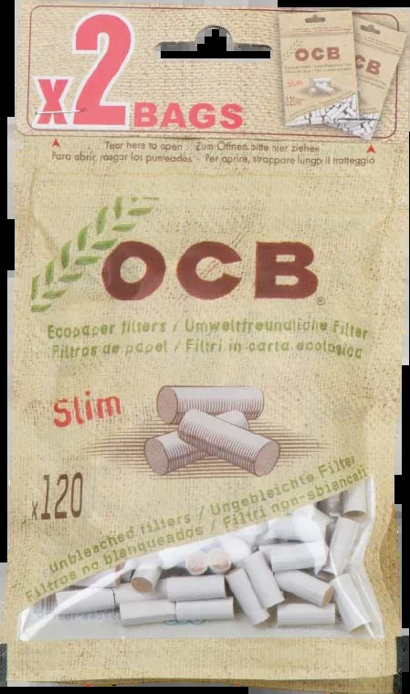Cartine per Sigarette OCB Bio Slim Filtri 120 Duop.
