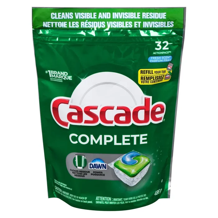 Cascade Complete Fresh Scent Dishwasher Tabs, 32-Pack
