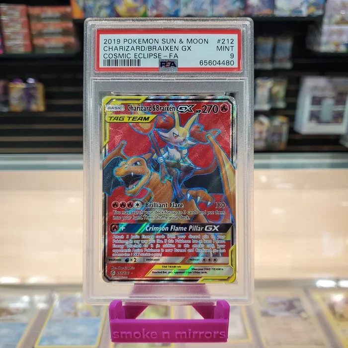 Charizard & Braixen GX (212/236) [Sun & Moon: Cosmic Eclipse] PSA 9