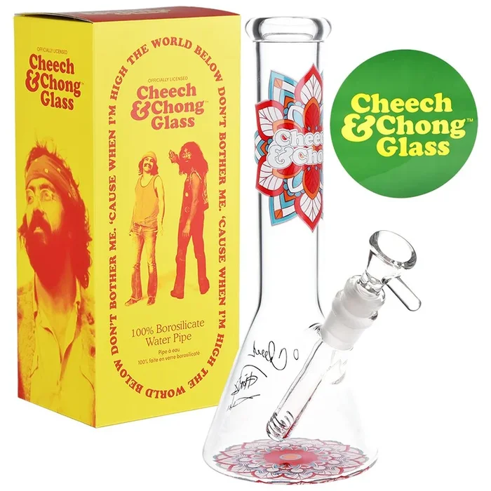 Cheech & Chong Glass Mandala Glow Glass Beaker Bong – 10″