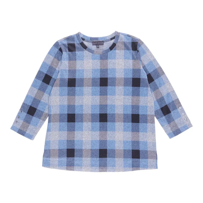 Classic Editions Women’s Classic Flair Knit Sweater Plaid Top