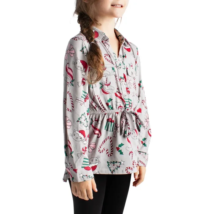 Comfy Cozy Girls’ Printed Christmas Shirt – 2-6X