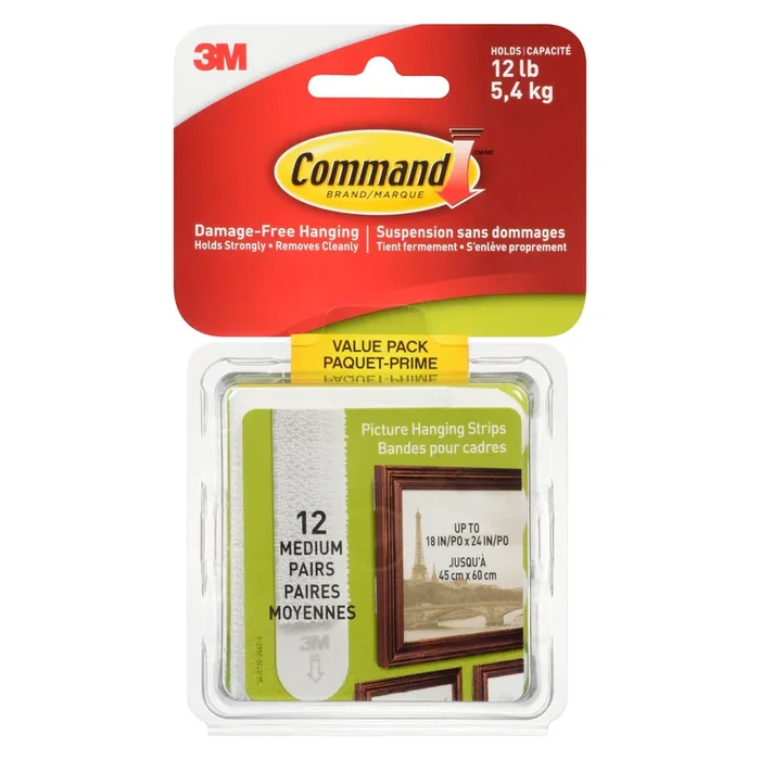 Command Damage-Free Picture Hanging Strips, White, 6-Pack