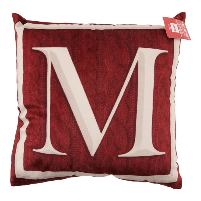Coussin avec monogramme, 18 po x 18 po