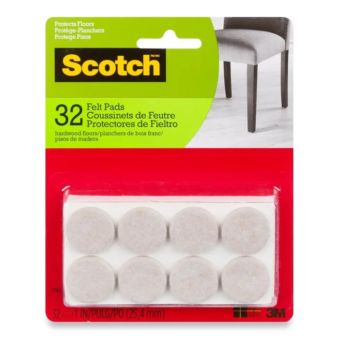Coussinets de feutre ronds Scotch – emb. de 32