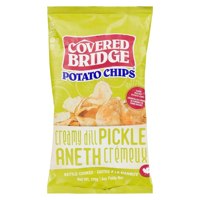 Covered Bridge Dark Russet Potato Chips Creamy Dill Pickle, 170 g