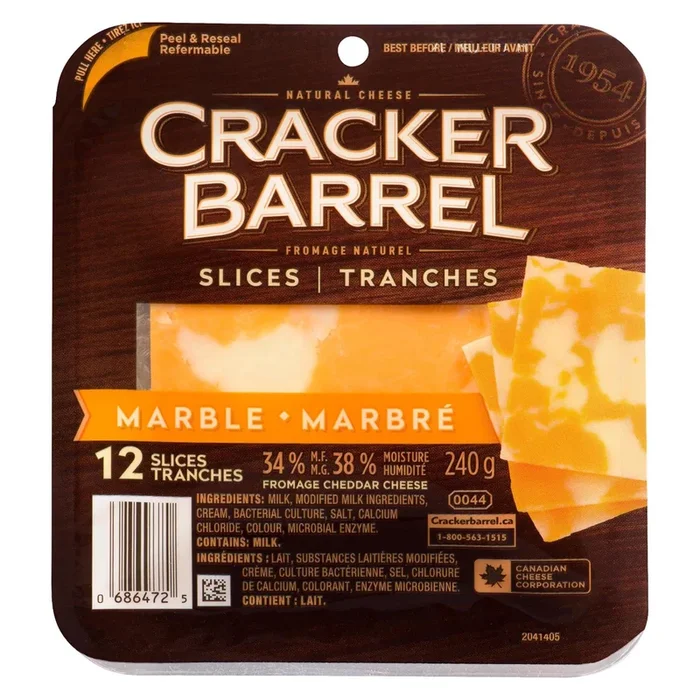 Cracker Barrel Fromage Cheddar Mi-Fort 35 % M.F., emb de 12, 240-g