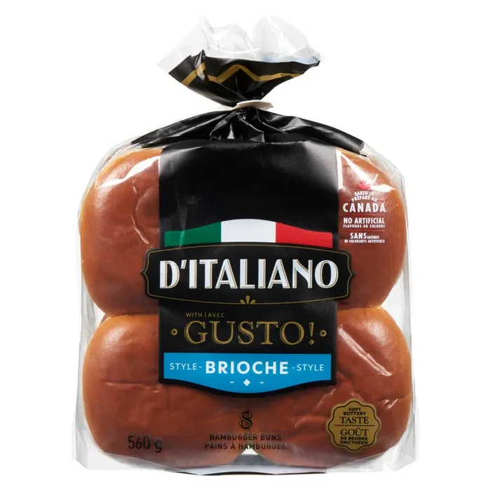 D’italiano Brioche Style Hamburger Buns, 8-Pack, 560-g