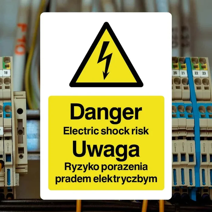 Danger Electric Shock Risk Sign (Polish)
