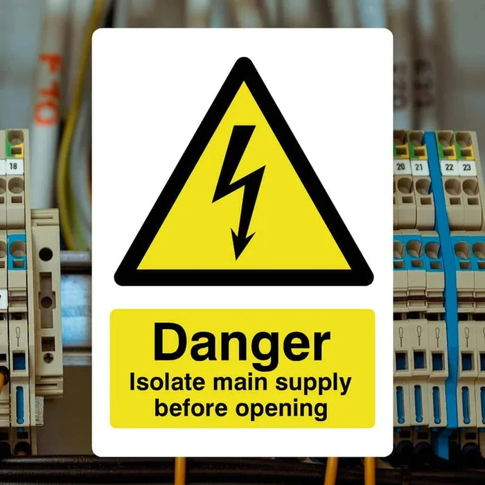 Danger Isolate Main Supply Electrical Sign