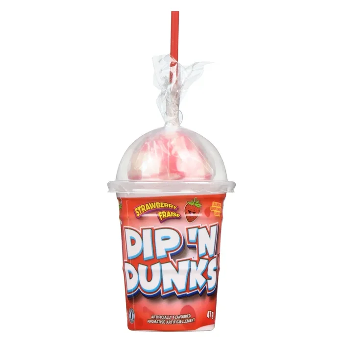 Dip ‘n Dunks Lollipop & Sour Powder Candy, Strawberry, 47 g
