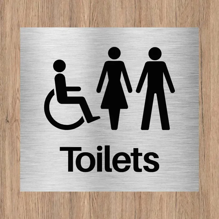 Disabled Toilet Sign Silver Sq