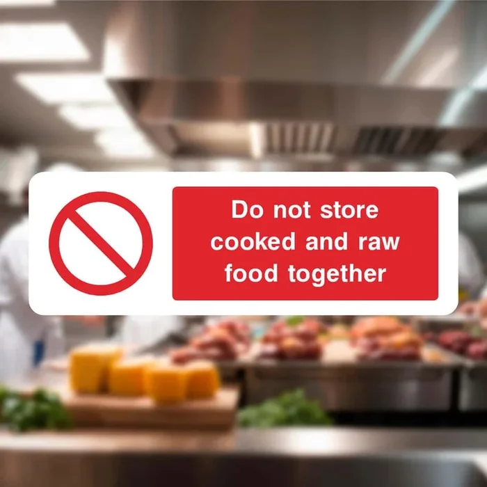Do Not Store Cooked And Raw Food Together Sign