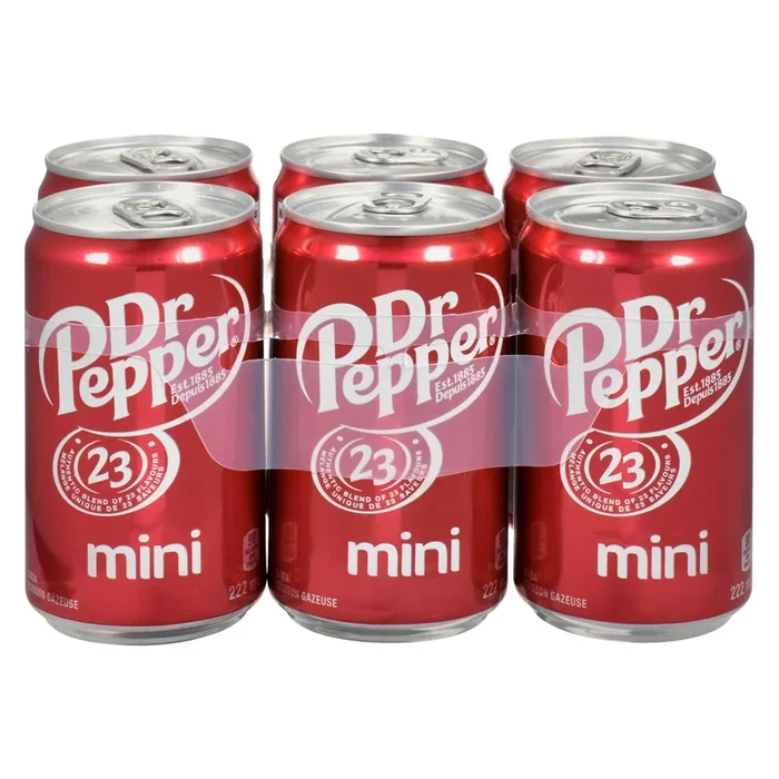Dr Pepper Mini Soda, 6-Pack, 222 ml
