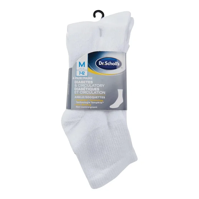 Dr. Scholl’s Men’s Diabetic and Circulatory Ankle Socks, 7 to 12, 4-Pack