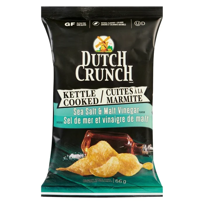 Dutch Crunch Croustilles Croquantes Saveur de Sel de Mer et Vinaigre de Malt, 66 g