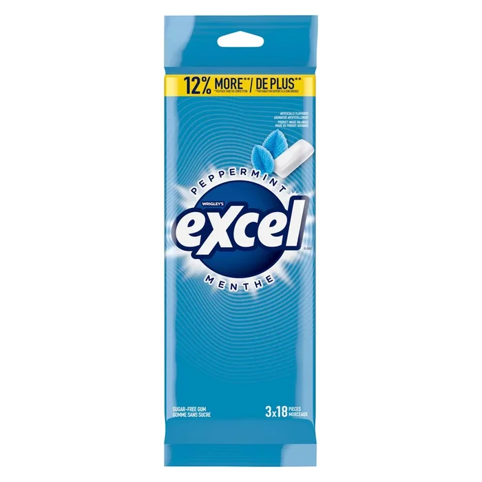 Excel Peppermint Gum Pack, 18 Pieces, 3-Pack