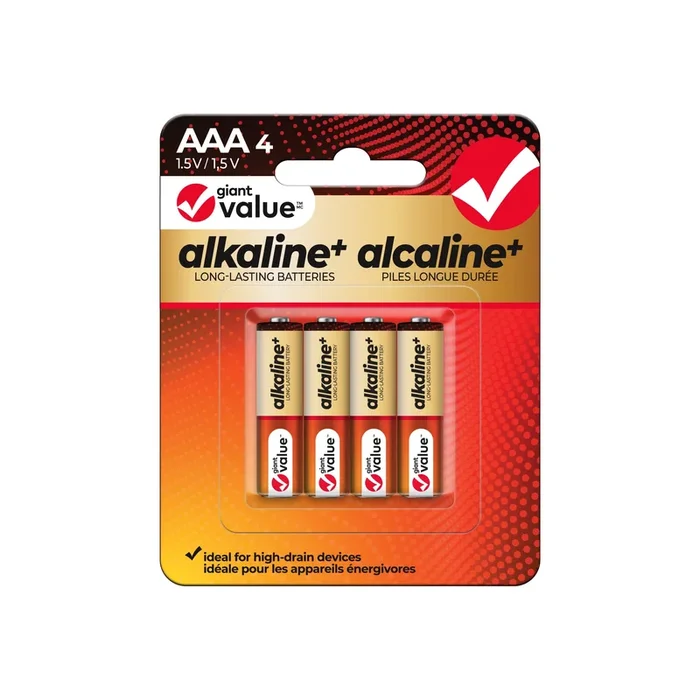 Giant Value AAA Alkaline Batteries, 4 Pack