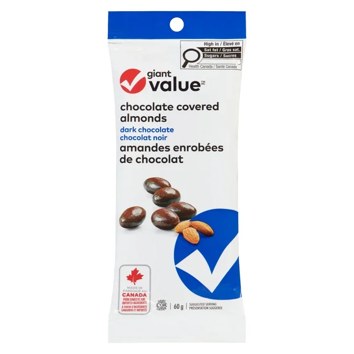 Giant Value Dark Chocolate Covered Almonds, 60 g