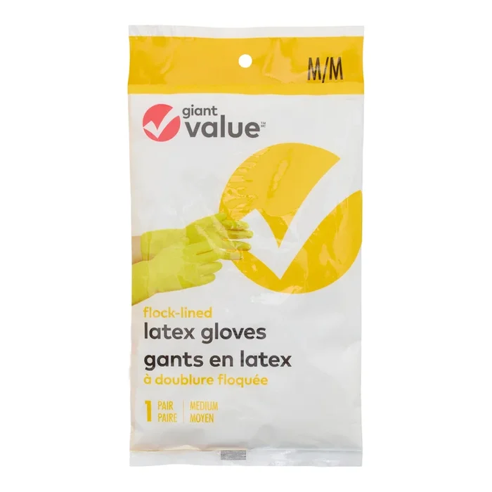 Giant Value Medium Flock-Lined Latex Gloves