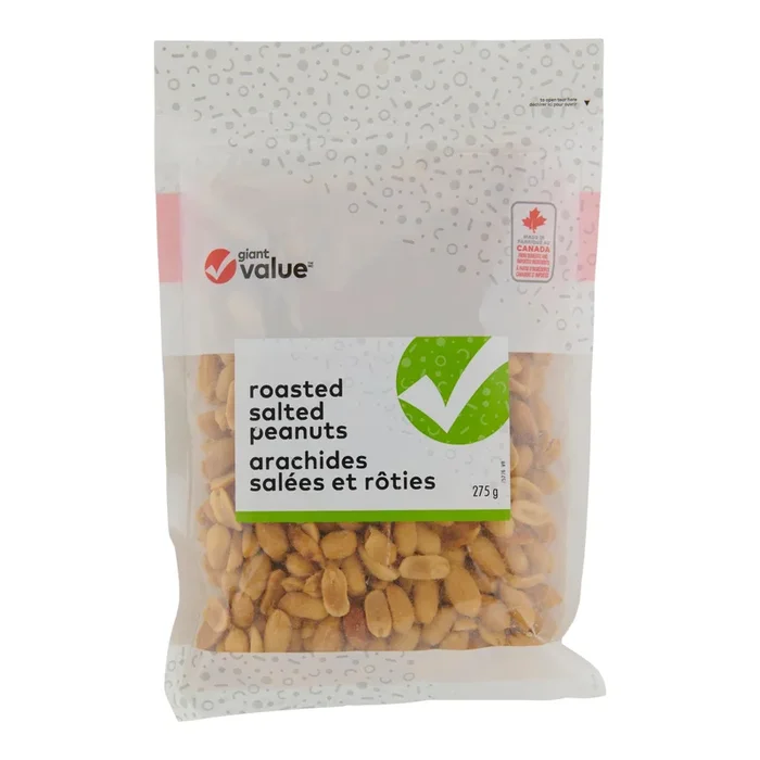 Giant Value Roasted and Salted Peanuts, 275 g