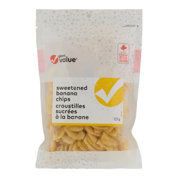 Giant Value Sweetened Banana Chips, 125 g