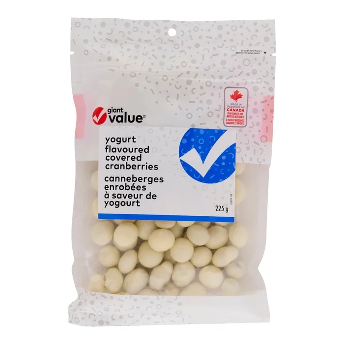 Giant Value Yogurt Flavoured Covered Cranberries, 225 g