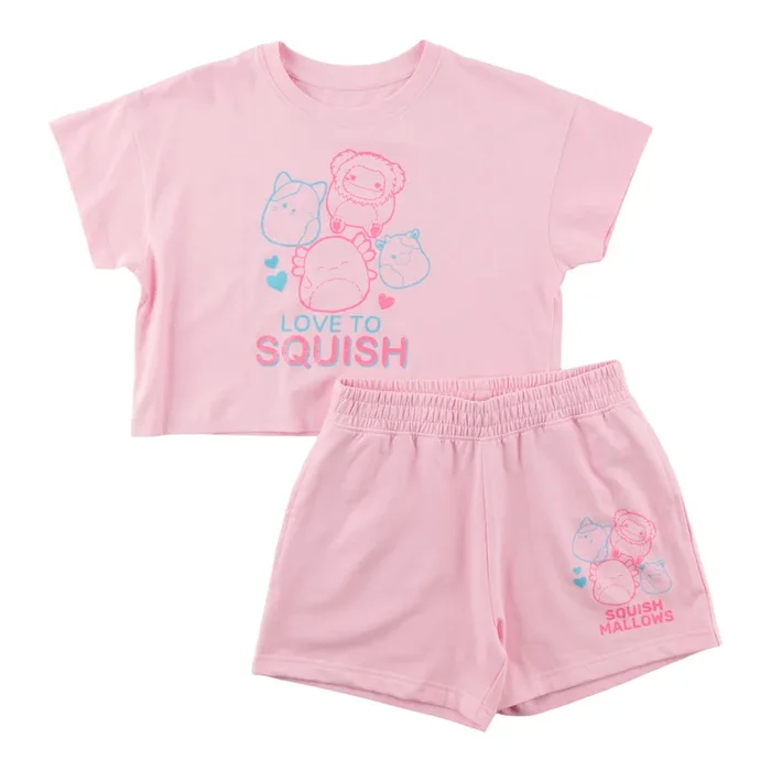 Girls’ Licensed Squishmallows T-Shirt and Shorts Set, 2-Piece